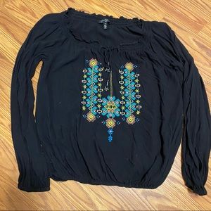 jessica simpson black floral design blouse